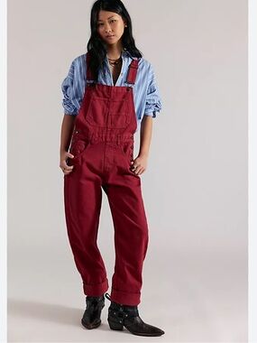 Free People We The Free Ziggy Denim Overalls Stollen Kiss Size Small